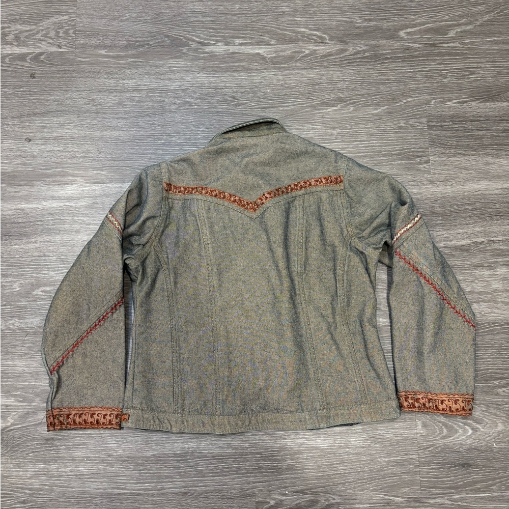 Embroidered Patchwork Jean Jacket - image 6